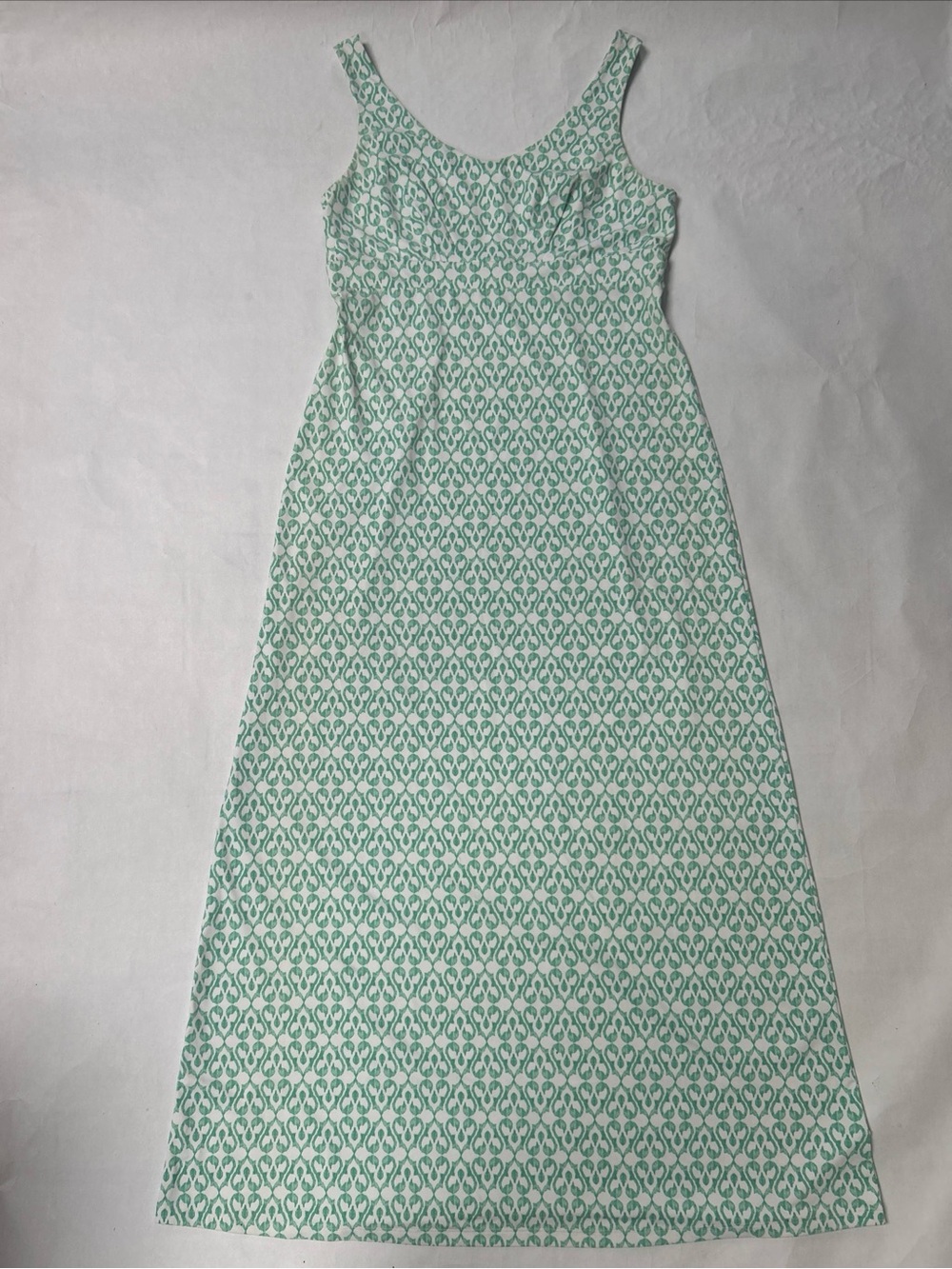 J. McLaughlin Women’s White & Green Trellis Pattern Maxi Dress Size Large